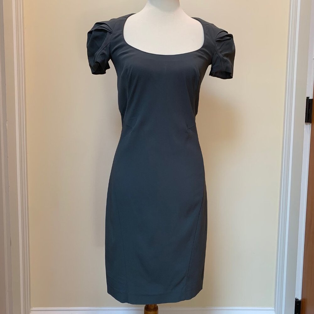 Zac Posen Cap Sleeve Sheath Dress Grey Size 4